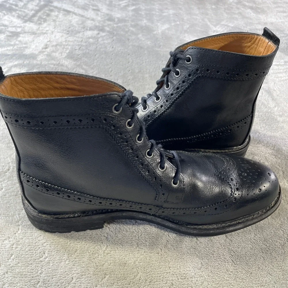 Polo Ralph Lauren‎ Brogue Chukka Boots Nickson Mens 9 Black Leather Wingtip